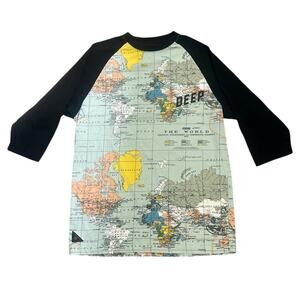 10 Deep Shirt Mens Medium AOP Maps Geographic Globe Crew Neck Graphic T-Shirt M